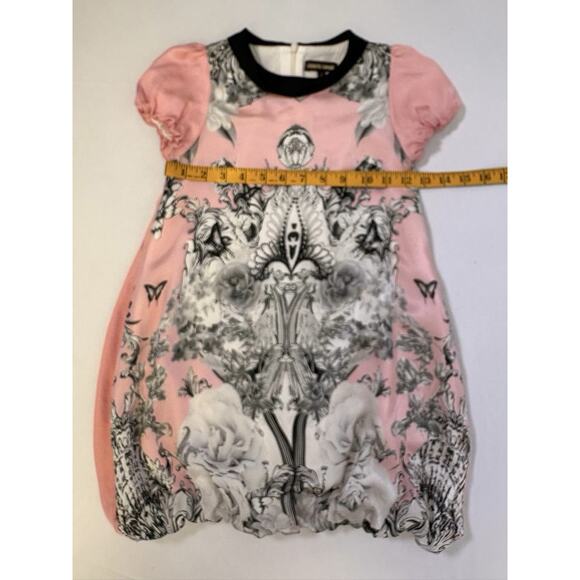 Roberto Cavalli Girls 100% Silk Bubble Hem Dress Pink Black Print Size 6 Party - Picture 9 of 9